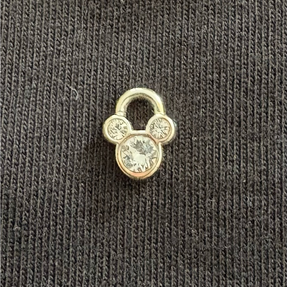 Silver  Mickey Mouse Pendant with Crystals